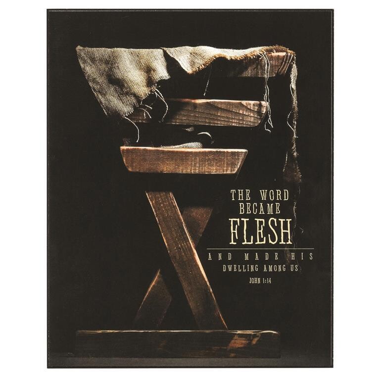 CHPLK810-351-PLQ WALL THE WORD BECAME JN 1:14 MDF8X10