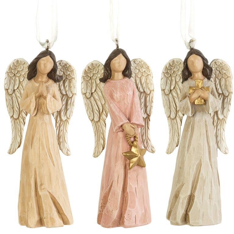 CHOR-713-ANGEL ORNAMENT CARVED 3.5&quot;H