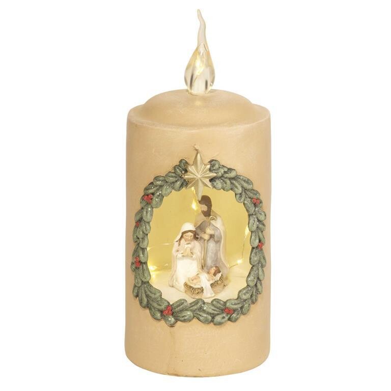 CHFIGR-216-1 PIECE LED HOLY FAMILY IN CANDLE 8&quot;H