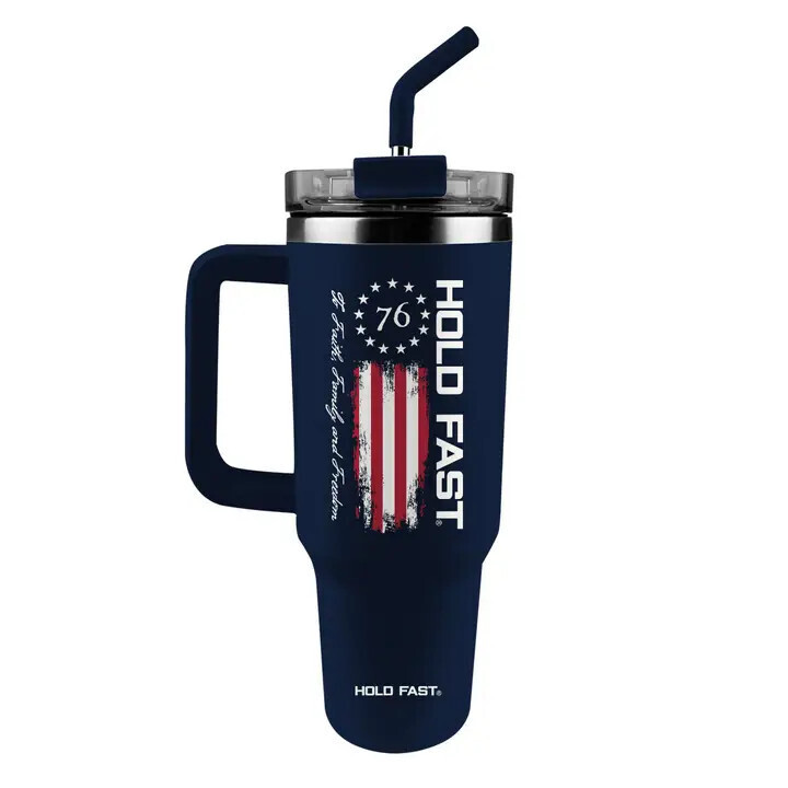 MUGS369-Hold Fast 40 oz Stainless Steel Mug with Straw 76 Flag