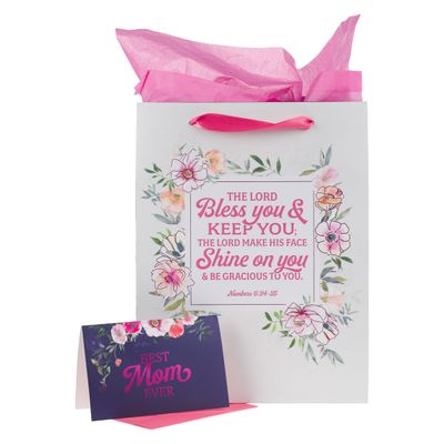 GBA384-Gift Bag w/Card-Large-Portrait-Bless You Best Mom Num. 6:24