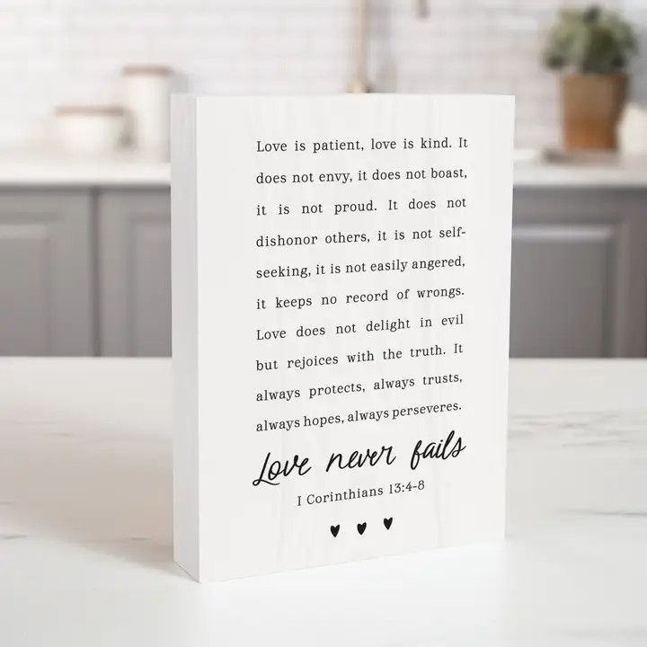 BHB0853-Love Is Patient Love Is Kind Wood Block Décor