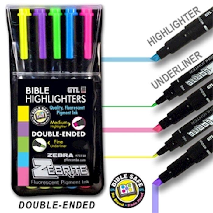 72750-Highlighter-Zebrite Carded (Set Of 5)-Double Ended