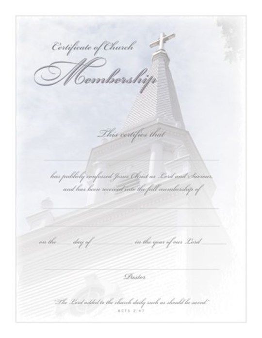 U2612 Church Membership Certificates