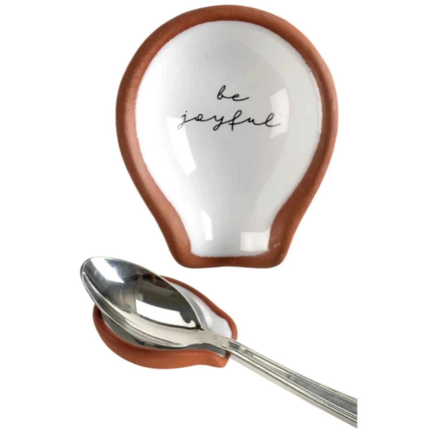 TSPREST-103-Be Joyful Terra Cotta Mini Spoon Rest