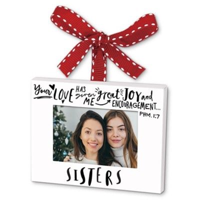 83148-ORNAMENT FRAME SISTERS RIBBON HANG