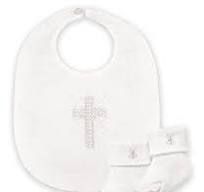 Baby Gift Set- Bib/Cross Sock Set - Plain Edge