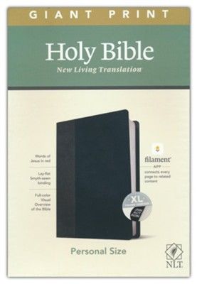 NLT Personal Size Giant Print Bible, Filament Enabled Edition (Red Letter, Leatherlike, Black/Onyx, Indexed)
