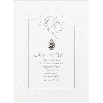 PEWT TEAR W/ROSE LAPEL PIN ON SYMPATHY CARD INDIVIDUALLY BAG