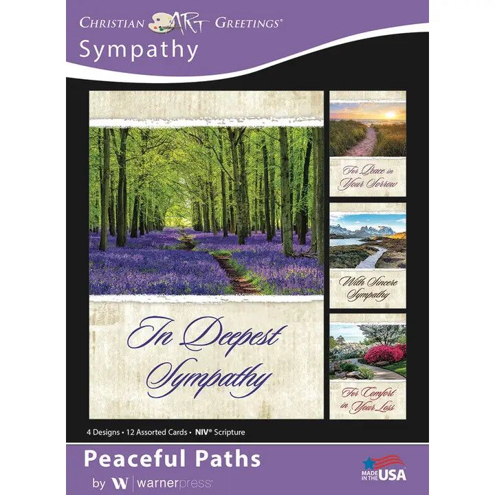 Card-Boxed-Peaceful Paths Assorted Sympathy (NIV) (Box Of 12)