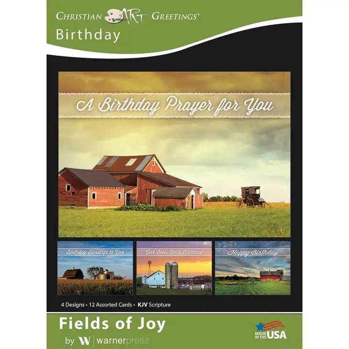 Card-Boxed-Fields Of Joy Assorted Birthday (KJV) (Box Of 12)
