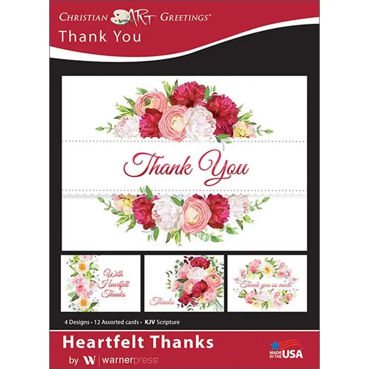 Card-Boxed-Heartfelt Thanks Assorted (KJV) (Box Of 12)
