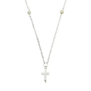 Blessing Silver and Pearl Cross Necklace