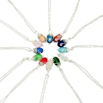 Silver Birthstone Necklace August
