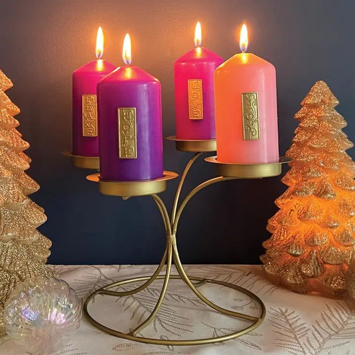 Hope, Peace, Love, Joy Multi-level Advent w/ 4 Votives