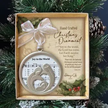 Joy to the World Sheet Music Ornament on Ribbon