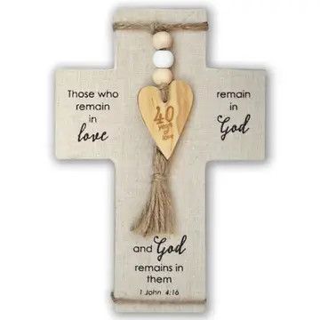 40 Years Anniversary Fabric Cross w/Beads, Heart, Easel &amp; Hanger