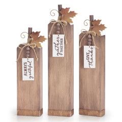 Shelf Sitter Wood Post Pumpkin w/ Message Tag (Large)