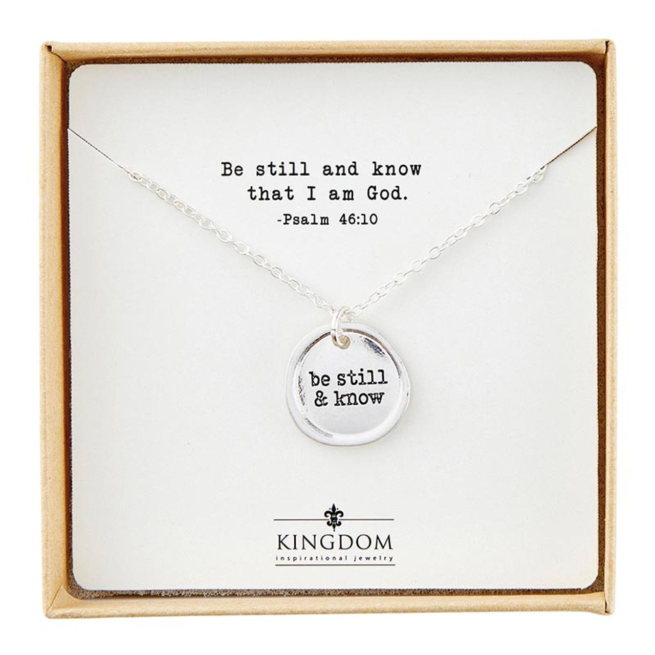 Stamp Pendant Necklace - Be Still - Silver