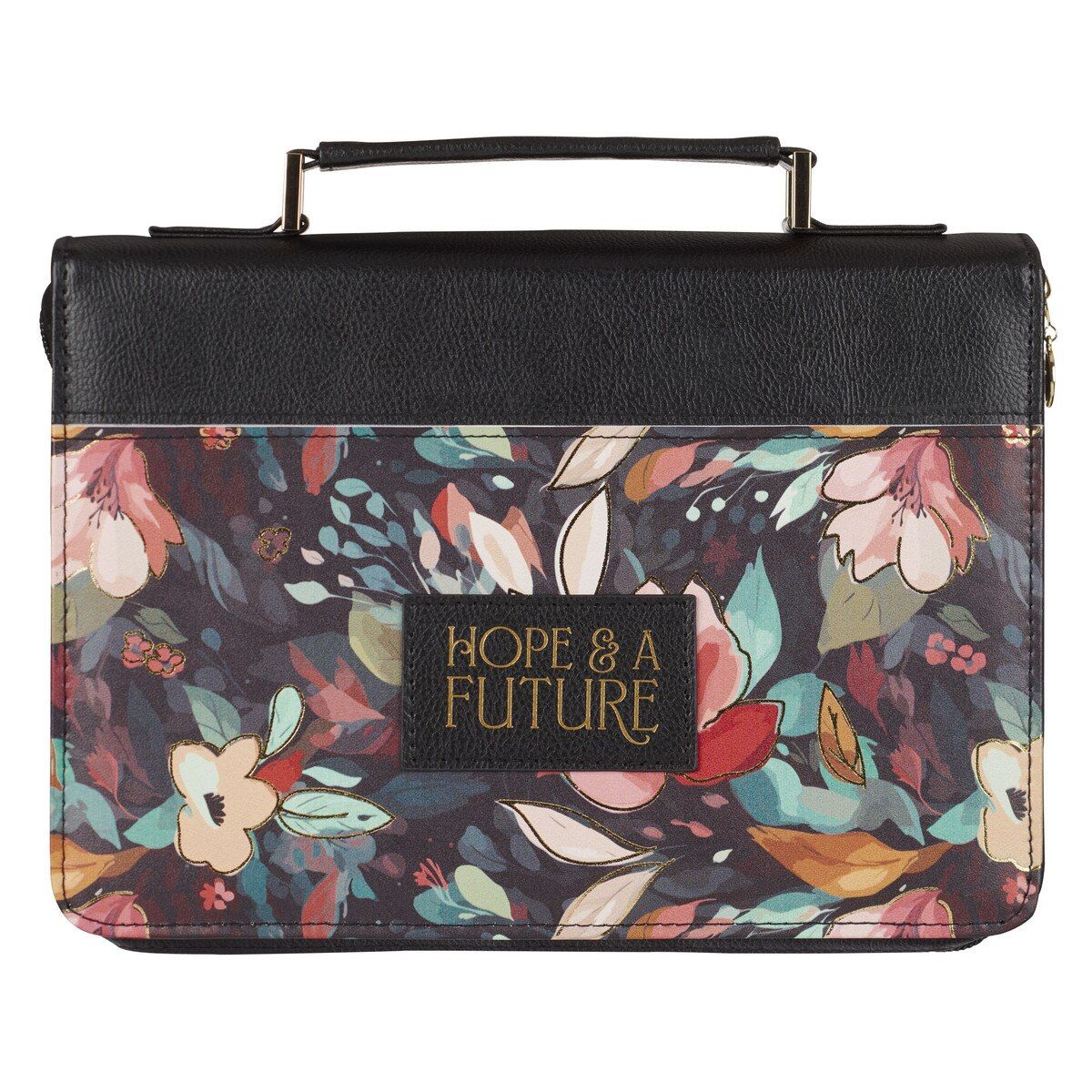 Hope and a Future Botanical Midnight Faux Leather Fashion Bible Cover - Jeremiah 29:11-Large