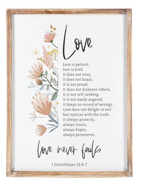 Love is Patient, Love is Kind Wall Decor  - 12 1/4&quot; W. x 1 1/8&quot; D. x 16 1/8&quot; H