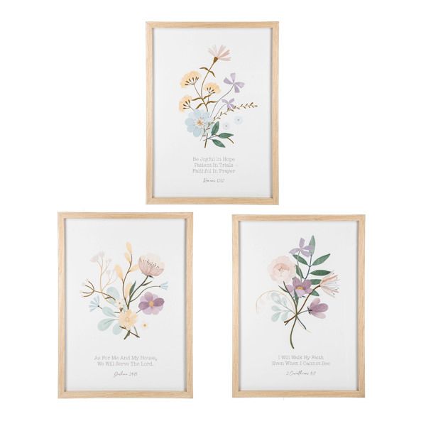 Framed Bible Verse with Florals Wall Decor