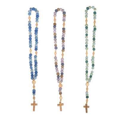 Handmade Felted Wool &amp; Wood Beaded Rosary