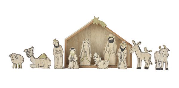 Wood Grain Nativity Set (12 pc. set)