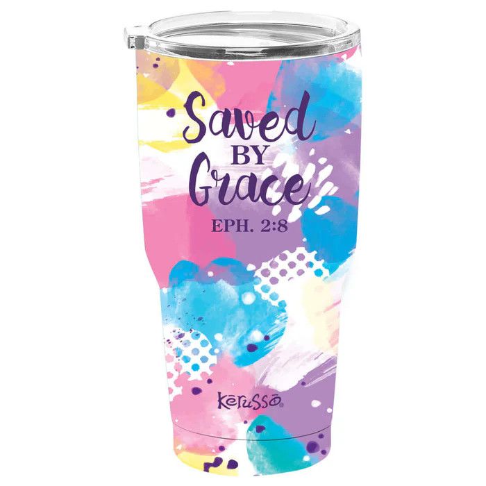 30oz Dual Wall Stainless Steel Tumbler - Saved by Grace