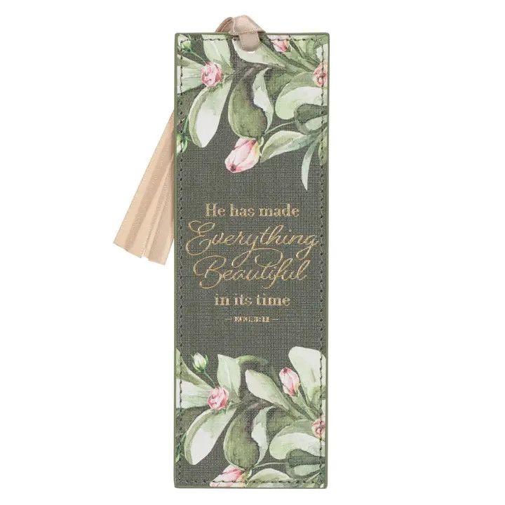 Bookmark Faux Leather Green Everything Is Beautiful Ecc 3:11