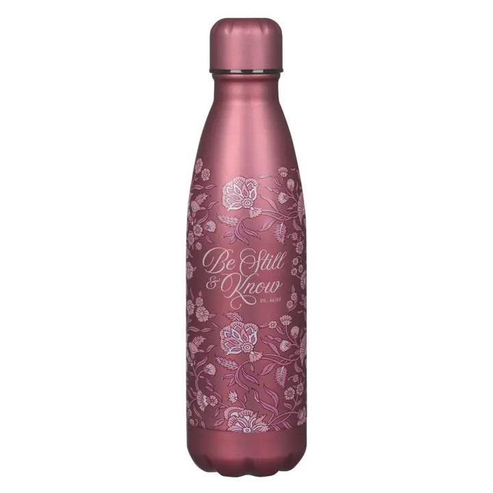 Water Bottle Ss Burgundy Be Still Ps. 46:10