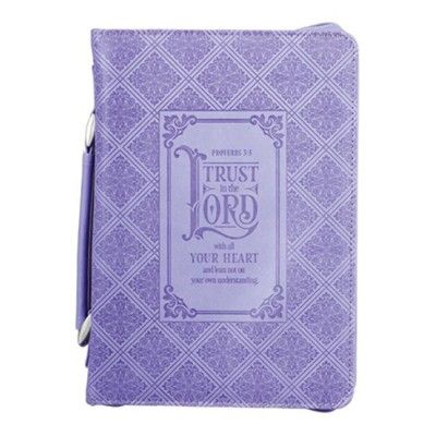 Bible Cover-Classic Luxleather-Trust In The Lord-Lavender-MED