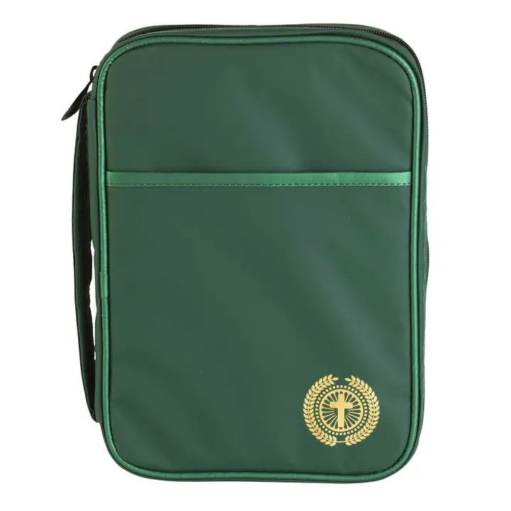 Bible Cover Green with Cross Large