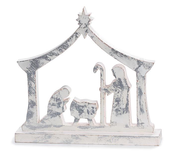 Silver Wood Nativity