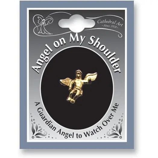 GOLD ANGEL ON MY SHOULDER LAPEL PIN