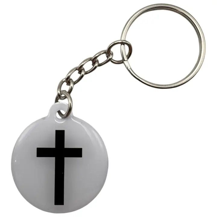 Tap To Pray - Prayer Tag Keychains - White + Cross