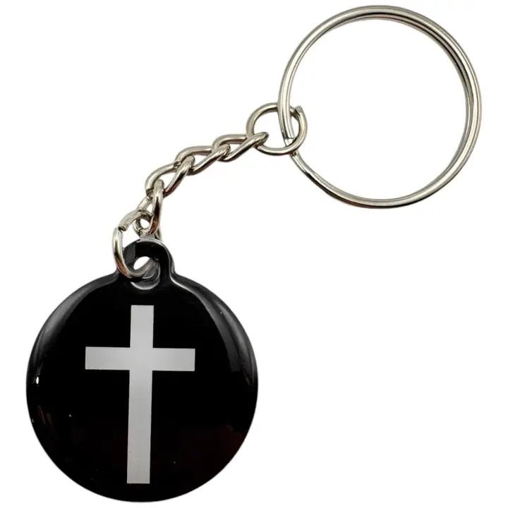 Tap To Pray - Prayer Tag Keychains - Black + Cross