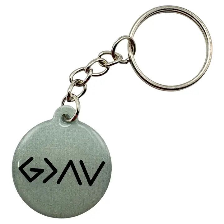 Tap To Pray - Prayer Tag Keychains - Mint + God is Greater