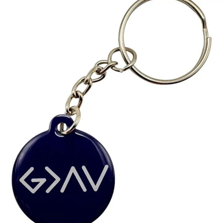 Tap To Pray - Prayer Tag Keychains - Navy + God is Greater