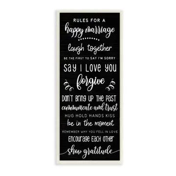 Rules For Happy Marriage Country Sign Black White Wall Art