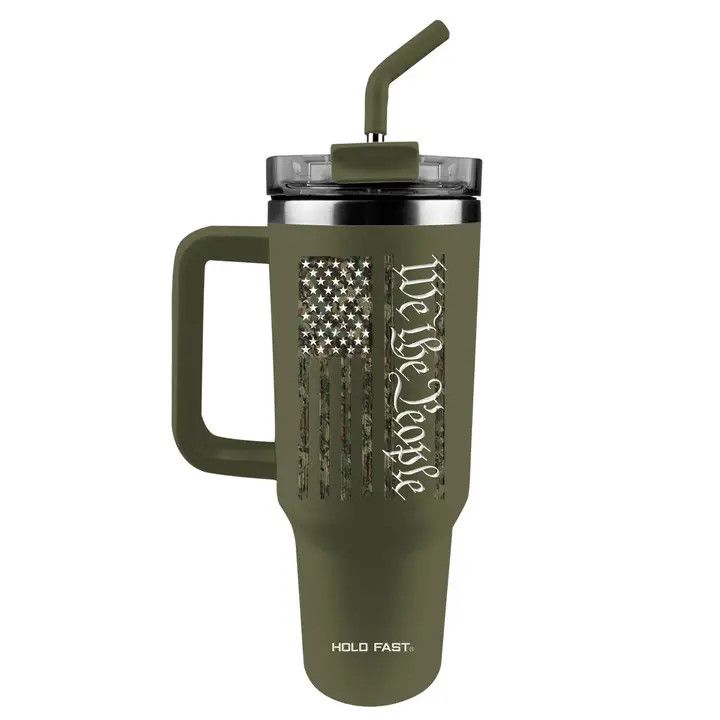 Hold Fast 40 oz Stainless Steel Mug We the People Camo Flag