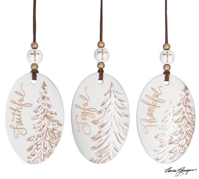 9742711 - OVAL SHAPE GOLD MESSAGE TREE ORNAMENTS