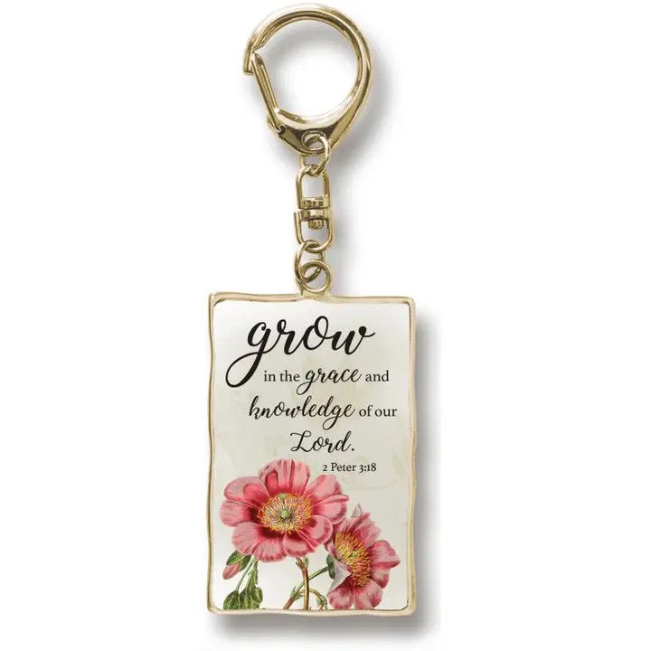 KR619 Gold Grow In Grace Art Metal Key Ring