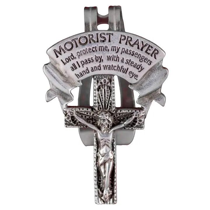 KVC186 MOTORIST PRAYER CROSS VISOR VISOR CLIP