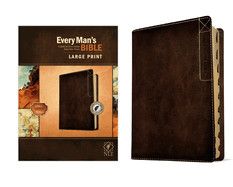 NLT Every Man&#39;s Bible/Large Print (Deluxe Explorer Edition)-Rustic Brown LeatherLike Indexed