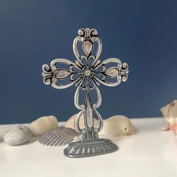 Filigree Standing Cross with Crystals
