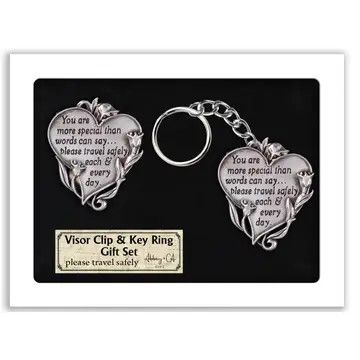 You Are Special Heart Visor Clip &amp; Key Ring Set