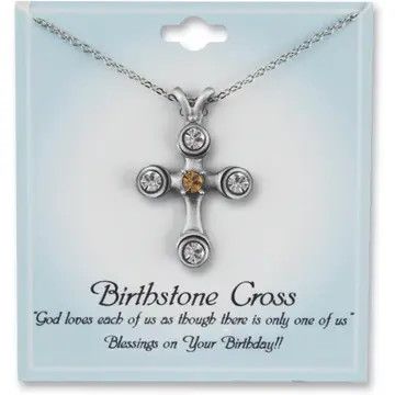 Birthstone Cross Crystal Necklaces  November