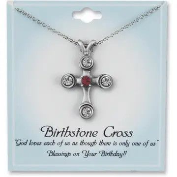 Birthstone Cross Crystal Necklaces  July