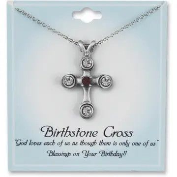 Birthstone Cross Crystal Necklaces  January